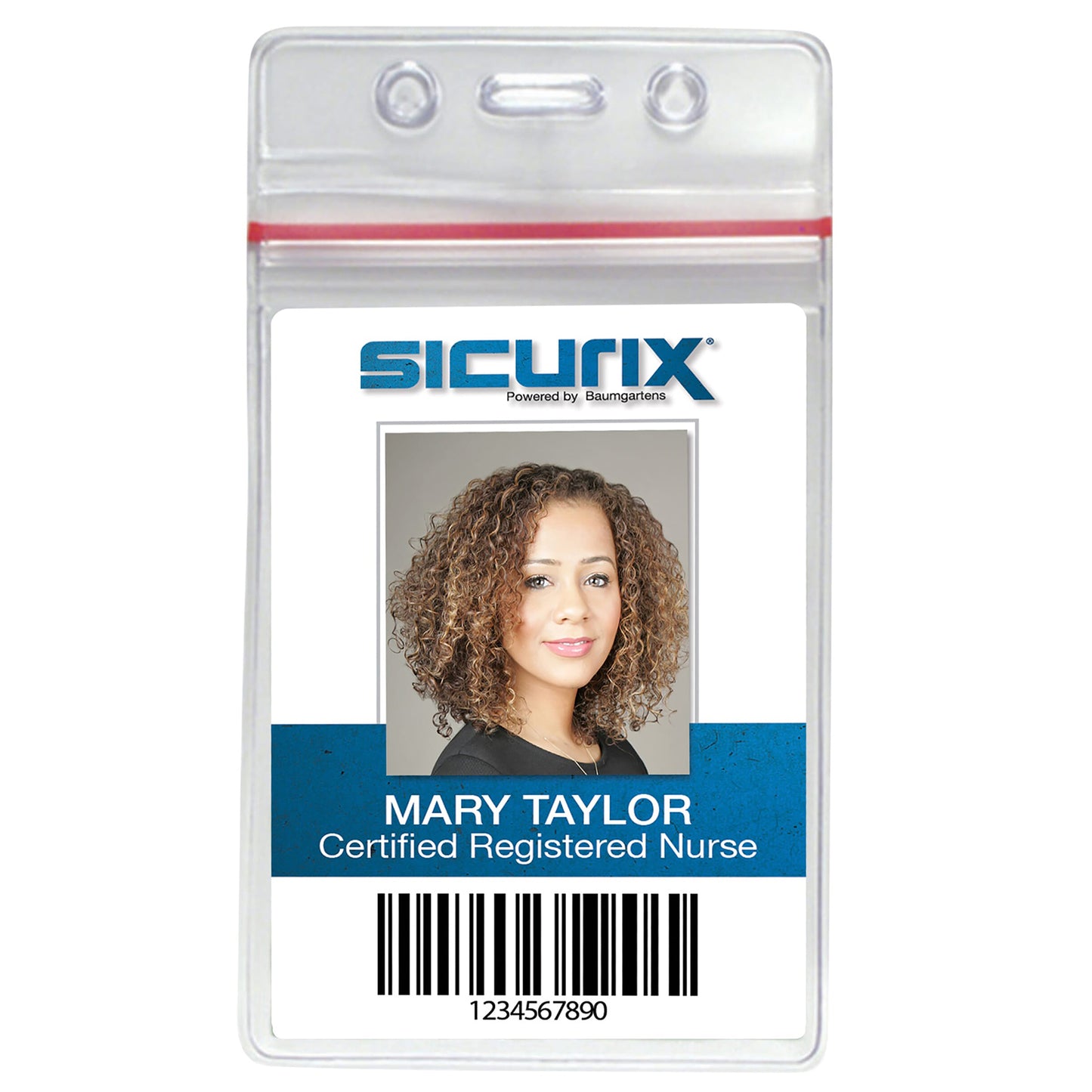 Zip Closure Sealable ID Badge Holders, Vertical, Clear, Pack of 50