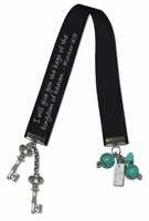 Bookmark-Ribbon-Silver Keys & Charm w/Turquoise Be