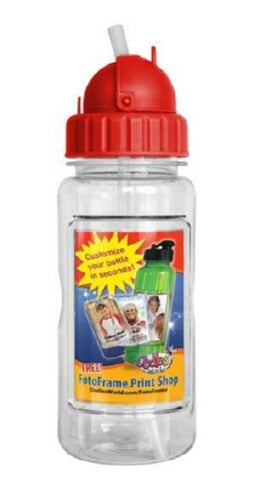 Water Bottle-14 Oz w/Straw & FotoFrame-Red