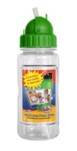 Water Bottle-14 Oz w/Straw & FotoFrame-Grn