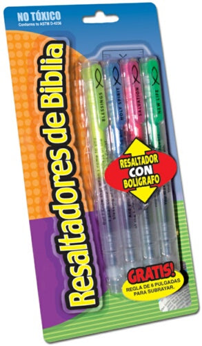 Highlighter 4 PK w/Ruler-Spanish