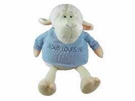 Toy-Plush Lamb-Boy Sitting-Jesus Loves Me (9")