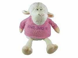 Toy-Plush Lamb-Girl Sitting-Jesus Loves Me (9")