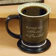 Mug-Man Of Faith-Brn/Wht Interior w/Coaster/Lid