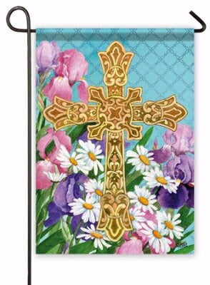 Flag-Garden-Easter Flowers Cross (12.5 x 18) (Jan)