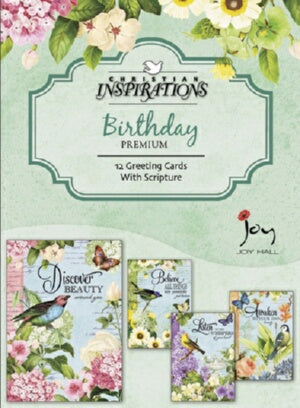 Card-Boxed-Birthday-Garden Motif (Box Of 12)