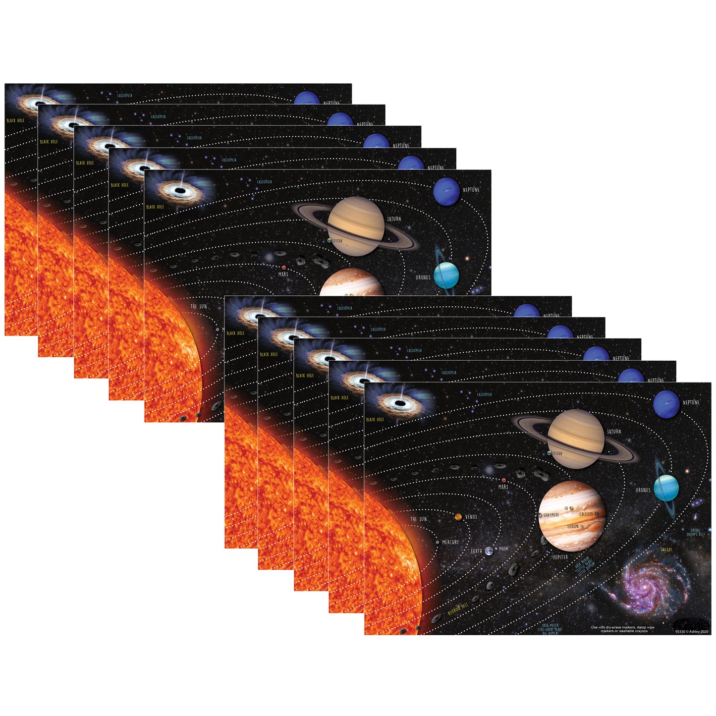 Smart Poly® PosterMat Pals™ Space Savers, 13" x 9-1-2", Solar System, Pack of 10