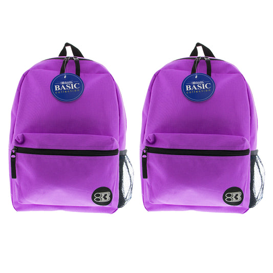 (2 Ea) 16in Purple Basic Backpack