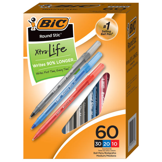 (2 Bx) Round Stic Xtra Life Pens Box Of 60