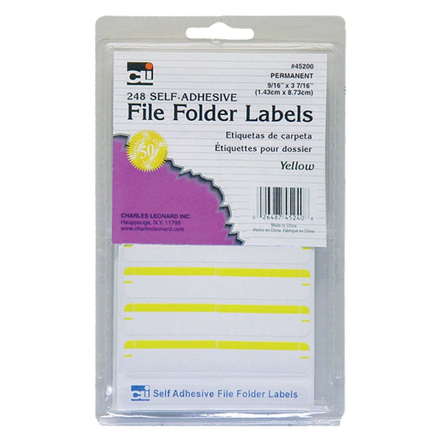 (12 Pk) File Folder Labels Yellow 248 Per Pk