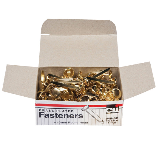 (10 Bx) Brass Paper Fasteners 1in 100 Per Bx