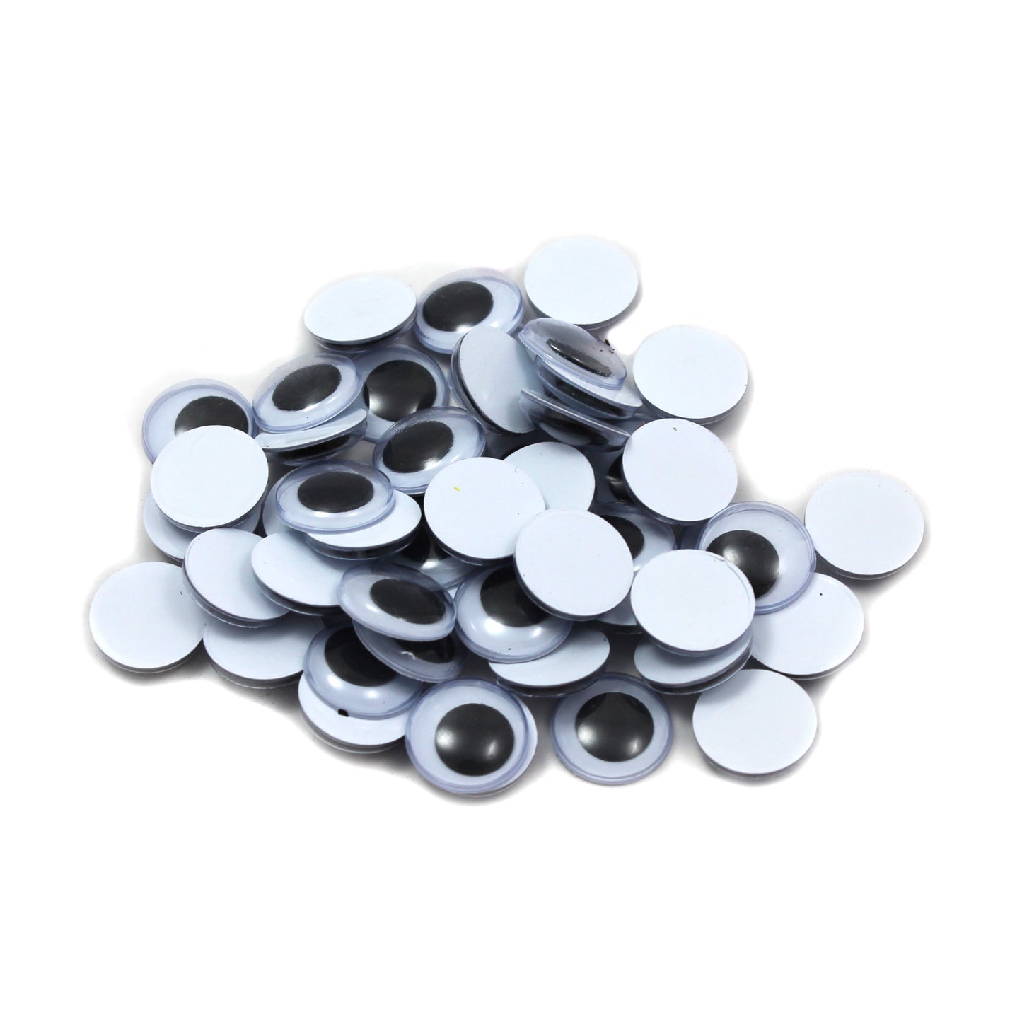 (12 Pk) Wiggle Eyes Round 15mm Blk 50ct Per Pk