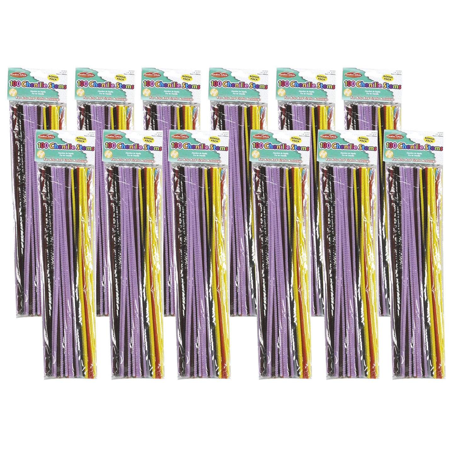 (12 Pk) Chenille Stems Assrtd Colors 100-pk