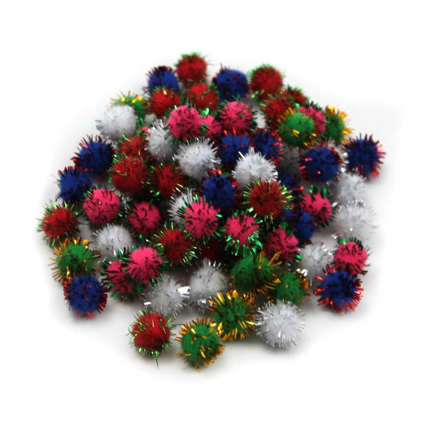 (12 Pk) Pom Poms 1.5in Glitter Asst 80 Per Pk