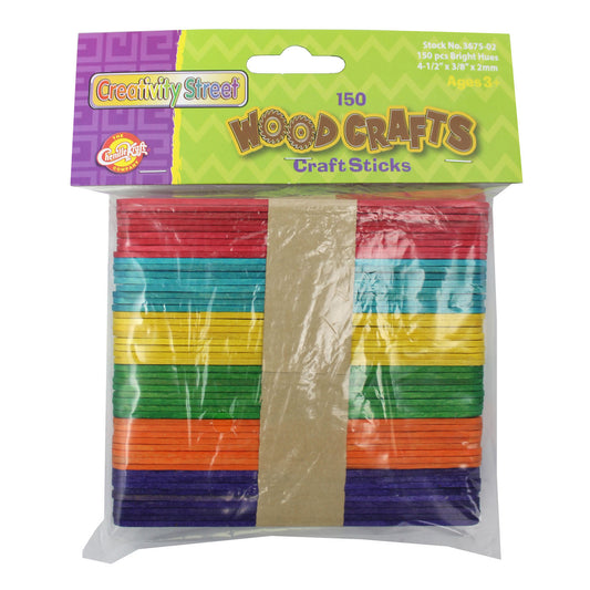 (12 Pk) Craft Sticks Assorted Colrs