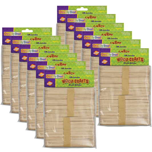 (12 Pk) Jumbo Craft Sticks 6x.75 100 Per Pk Natural