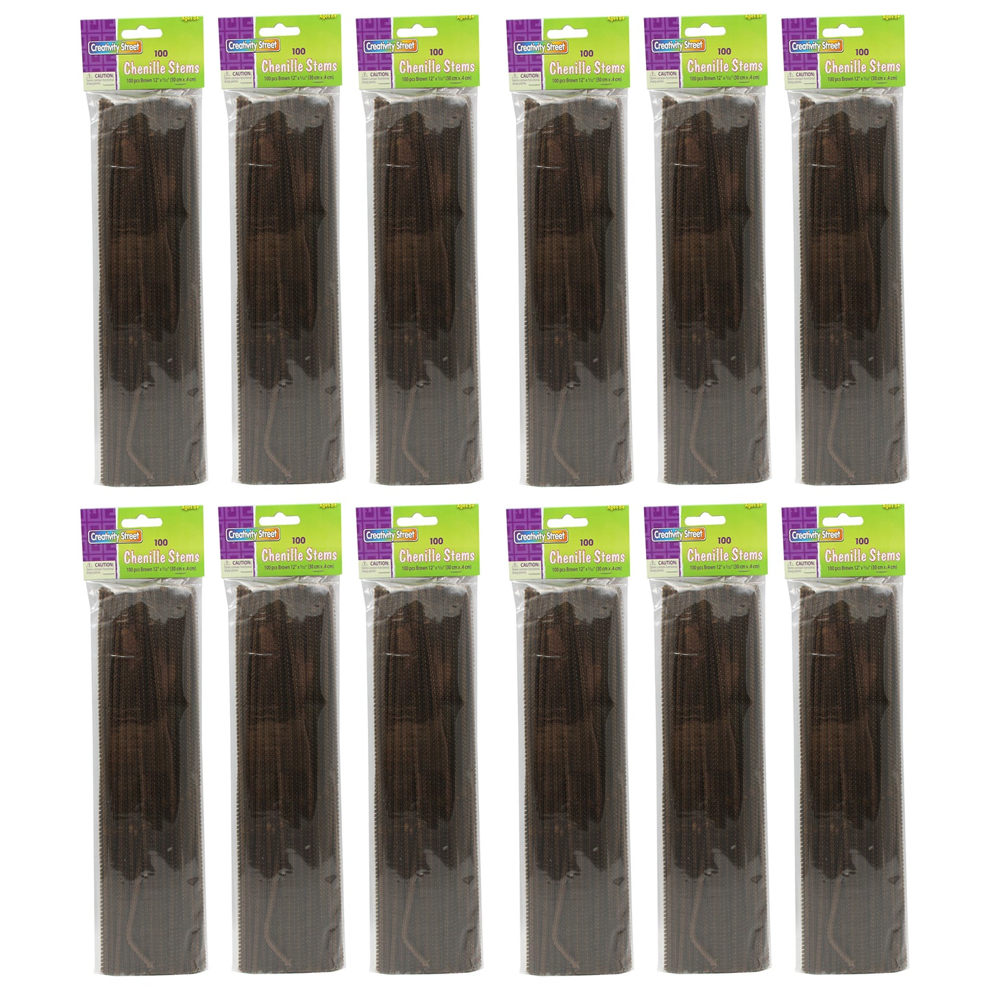 (12 Pk) Chenille Stems Brown 12in 100 Per Pk