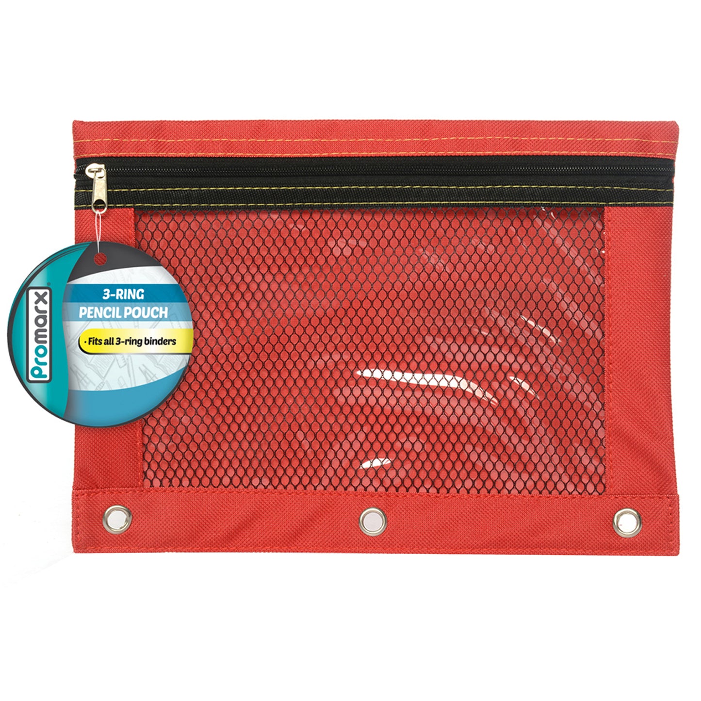 (12 Ea) 3 Ring Pencil Pouch W Mesh 10x7.5