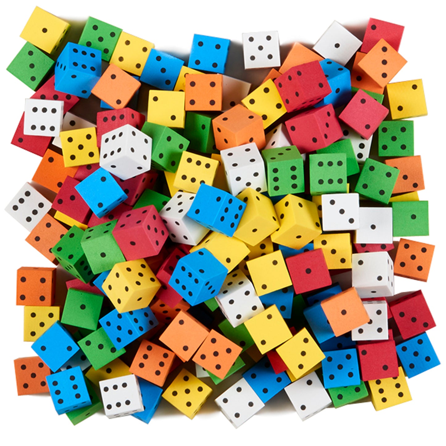 16mm Color Spot Foam Dice 200 Count Assorted