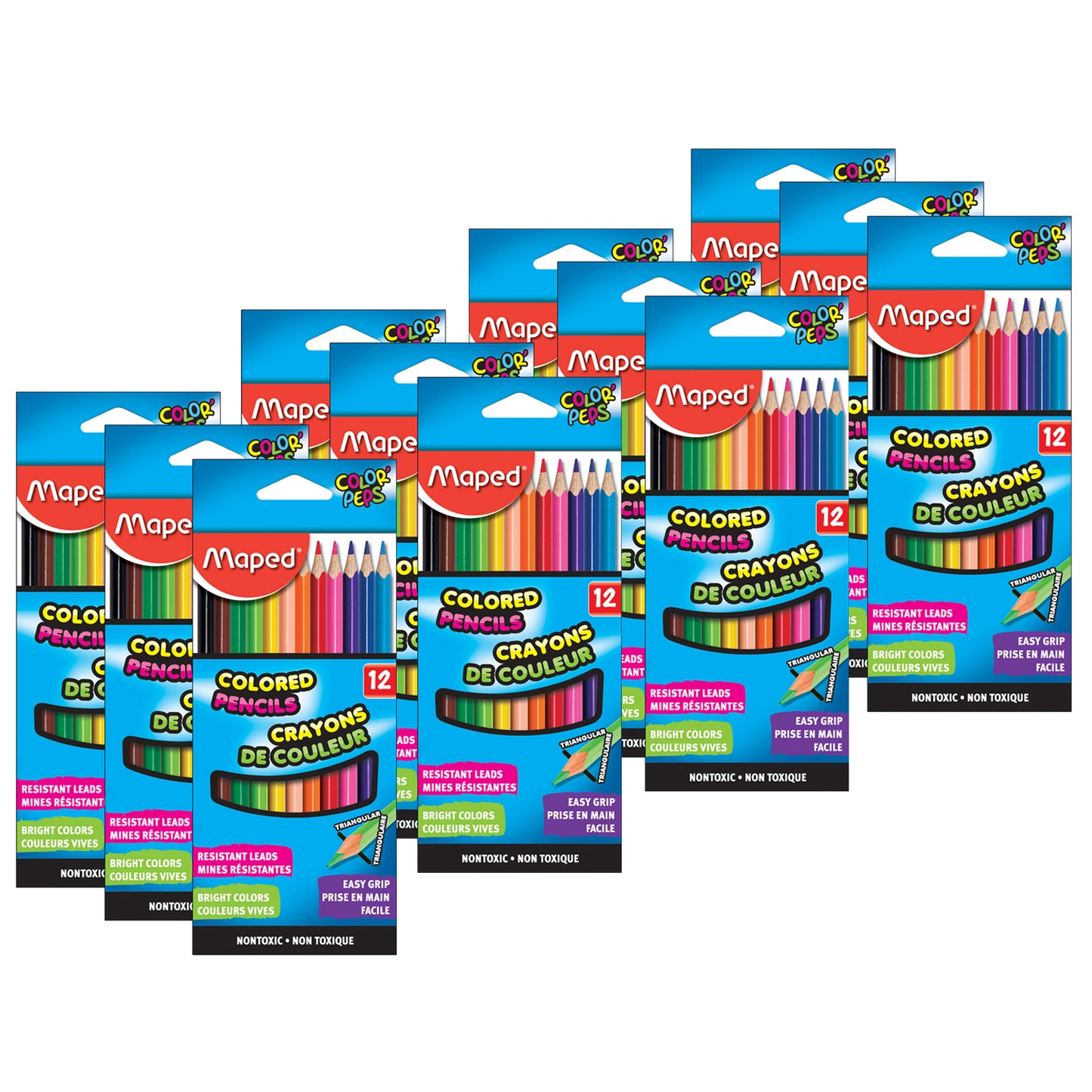 (12 Pk) Triangular Colored Pencils 12 Colrs