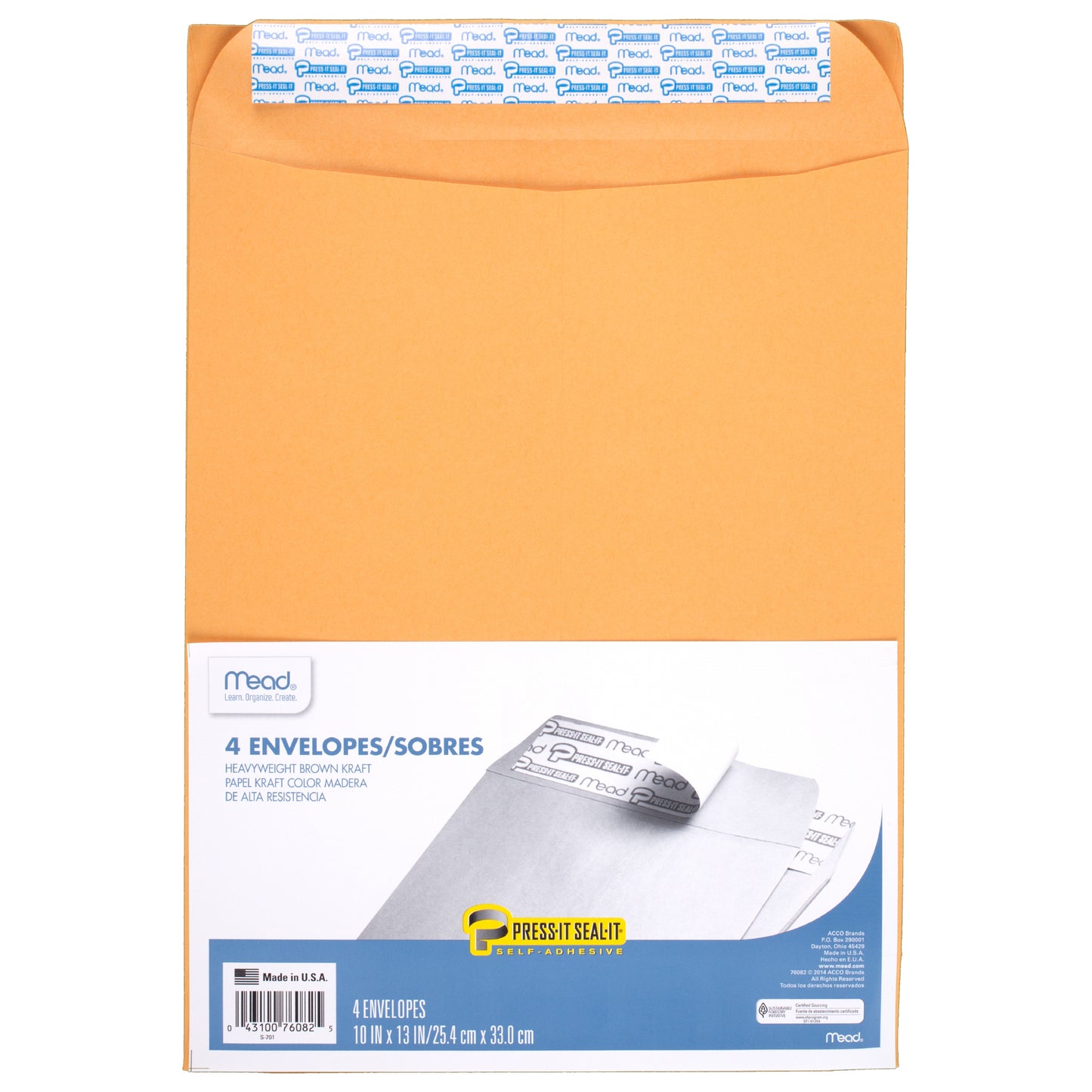 (12 Pk) Mead Press It Seal It 10x13 Envelopes 4 Per Pk