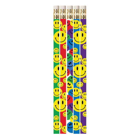 (12 Dz) Happy Face Asst Motivationl Fun Pencils 12 Per Pk