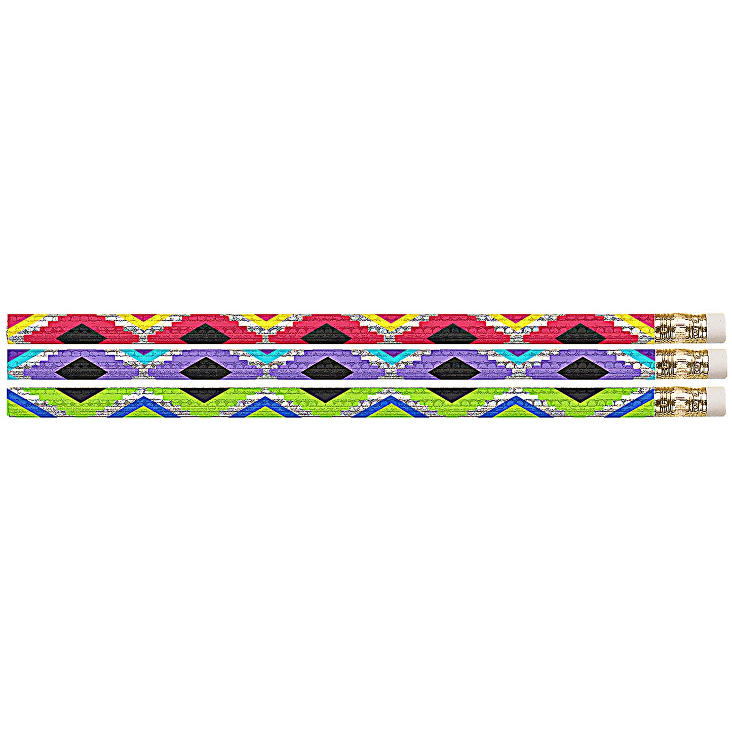 (12 Dz) Geometric Glitz Pencils 12 Per Pk