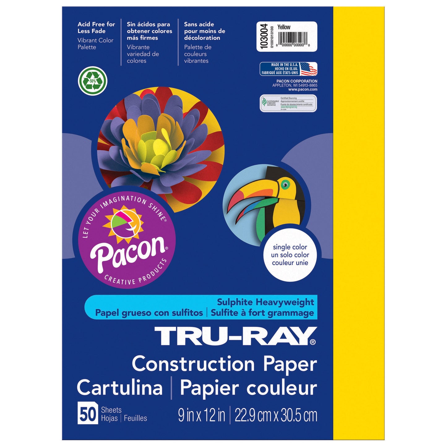 (10 Pk) Tru Ray 9x12 Yellow Construction Paper 50sht Per Pk