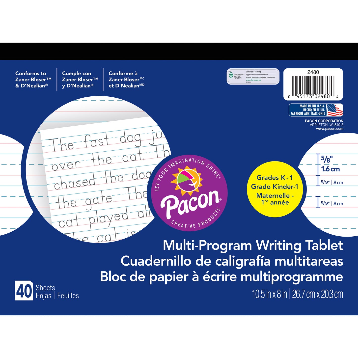 (12 Ea) Dnealian Multi-program Gr K Handwriting Paper 10.5x8.63