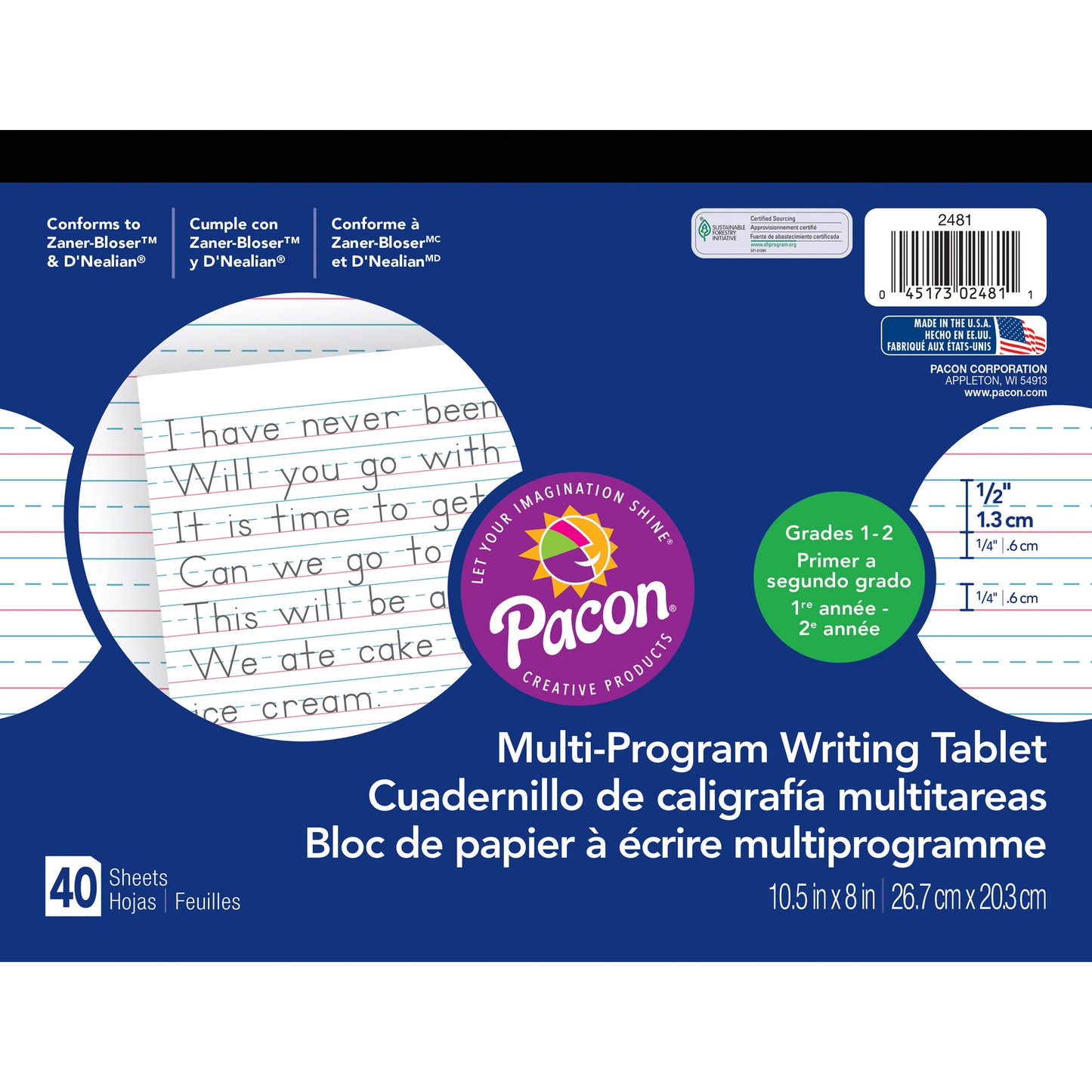 (12 Ea) Dnealian Multi-program Gr 1 Handwriting Paper 10.5x8.5