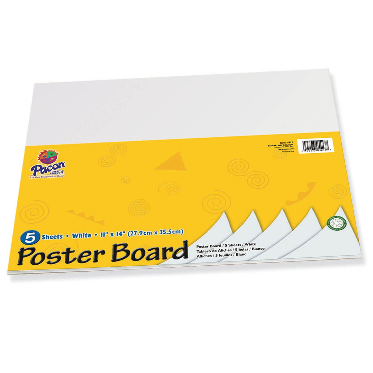 (12 Pk) White Poster Board 5 Shts 11x14