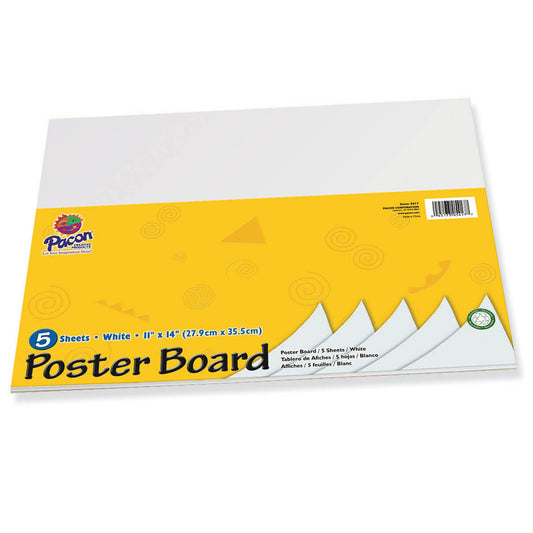 (12 Pk) White Poster Board 5 Shts 11x14