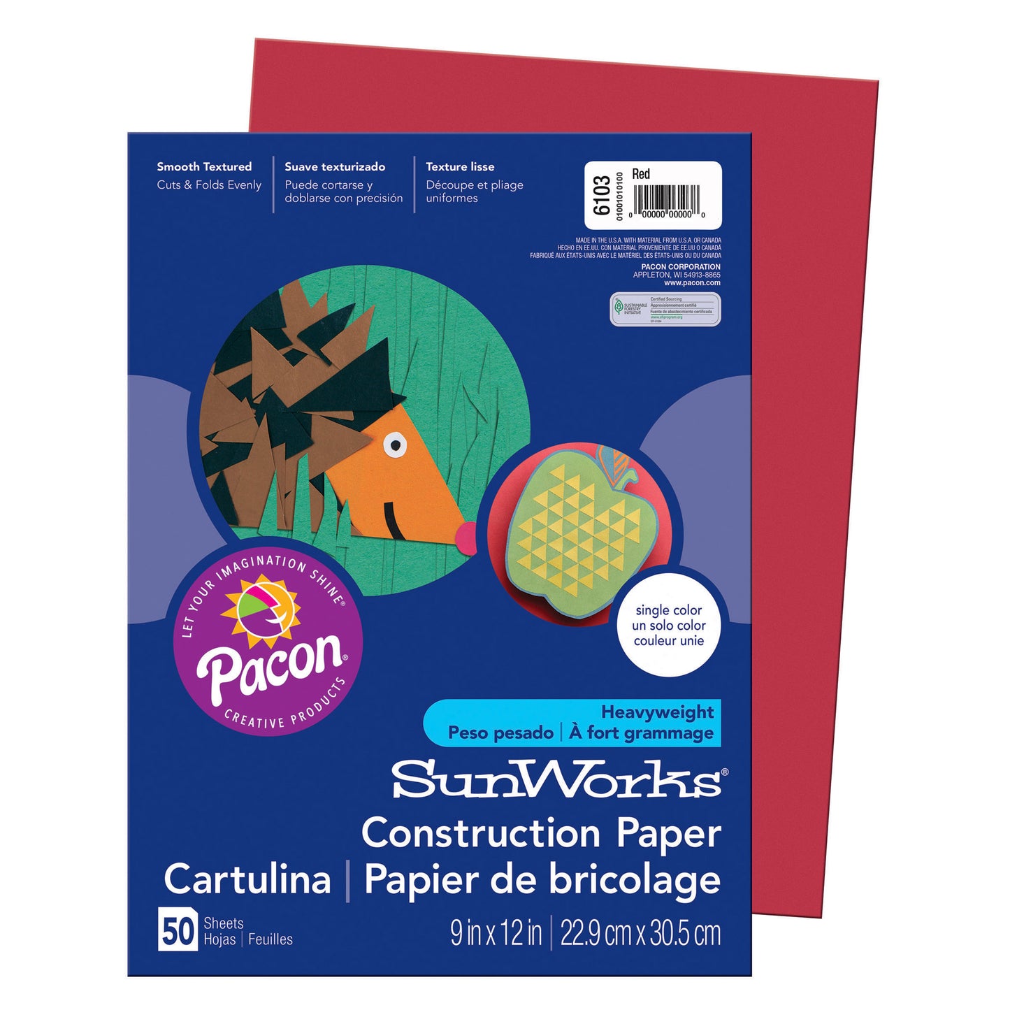 (10 Pk) Sunworks 9x12 Red Construct Paper 50 Shts Per Pk