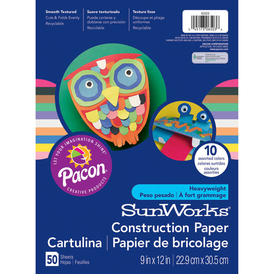 (10 Pk) Construction Paper Asst 9x12