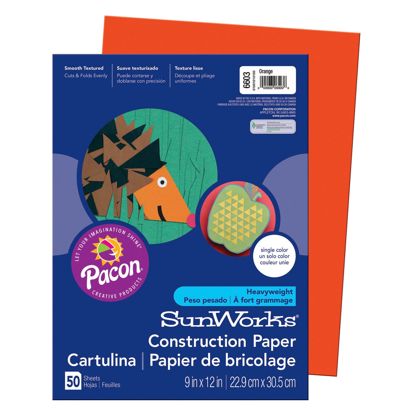 (10 Pk) Construction Paper Orange 9x12