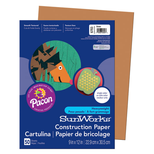 (10 Pk) Construction Paper Brown 9x12