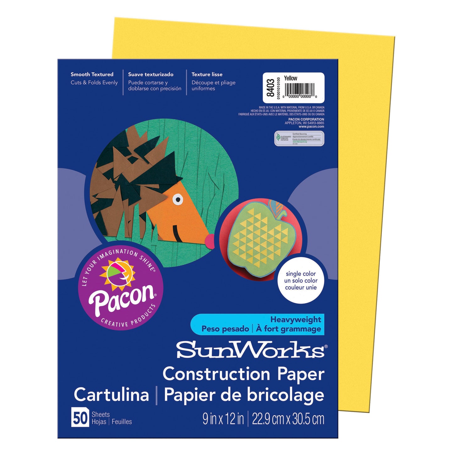 (10 Pk) Sunworks 9x12 Yellow Construct Paper 50 Shts Per Pk