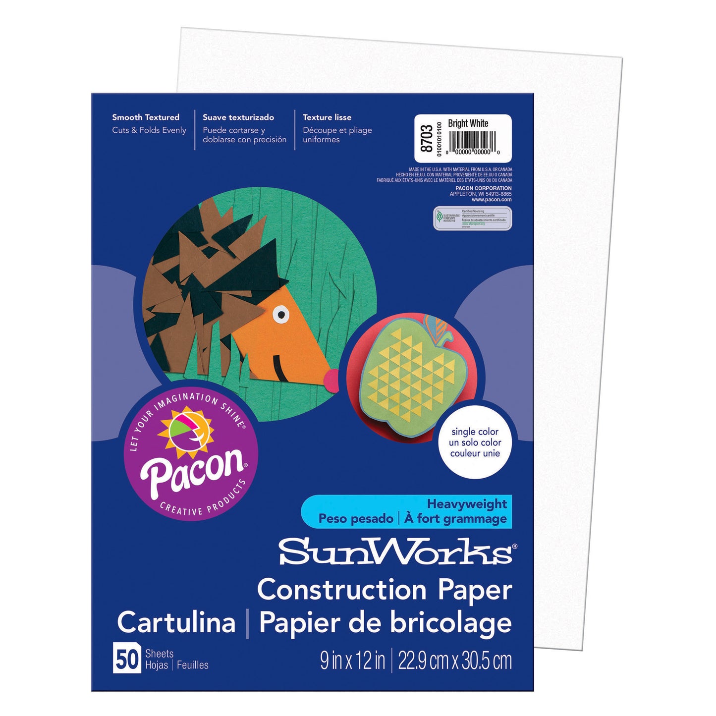 (10 Pk) Sunworks 9x12 Bright White Construct Paper 50 Shts Per Pk