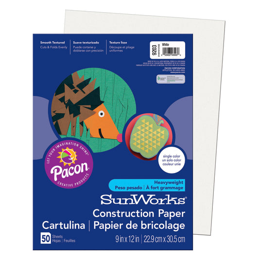 (10 Pk) Sunworks 9x12 White Construct Paper 50 Shts Per Pk