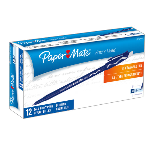 (2 Dz) Papermate Erasermate Pen Blue 12 Per Pk