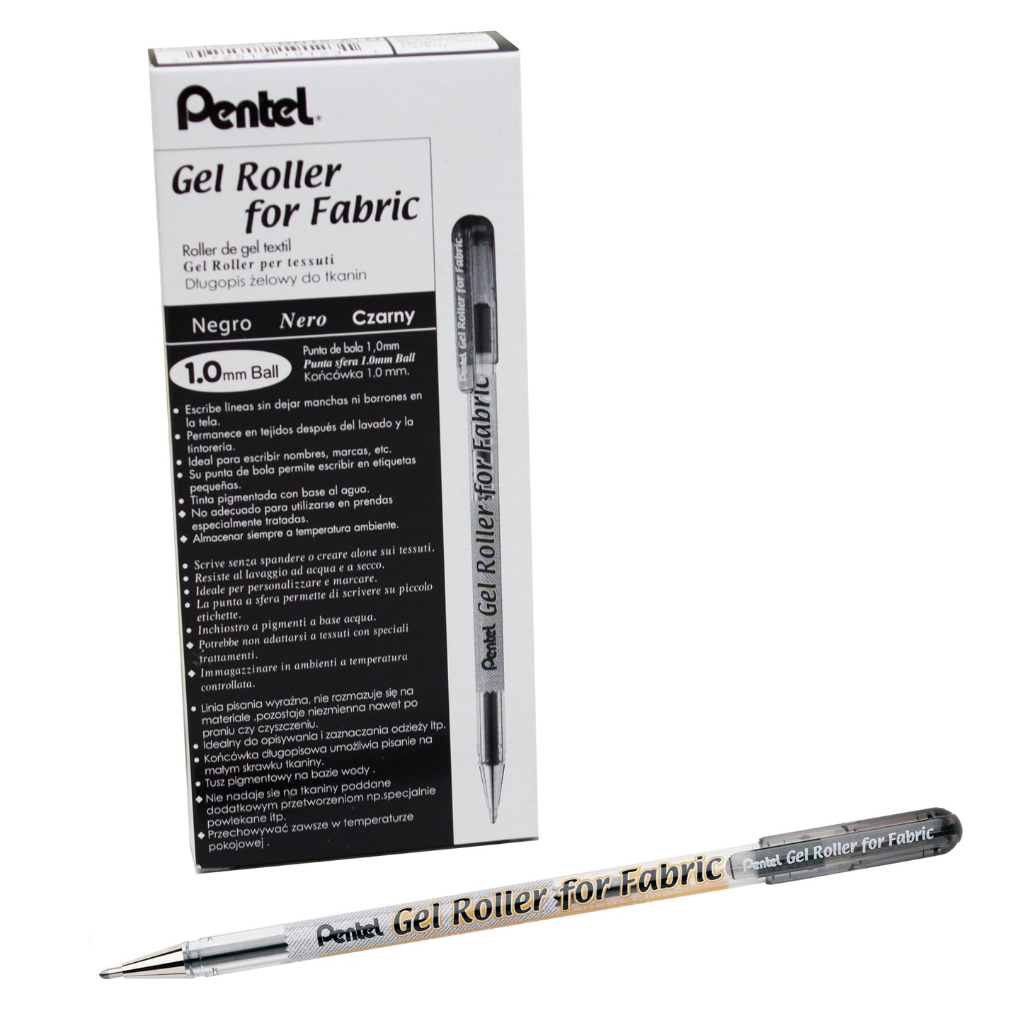 (12 Ea) Pentel Black Gel Roller For Fabric