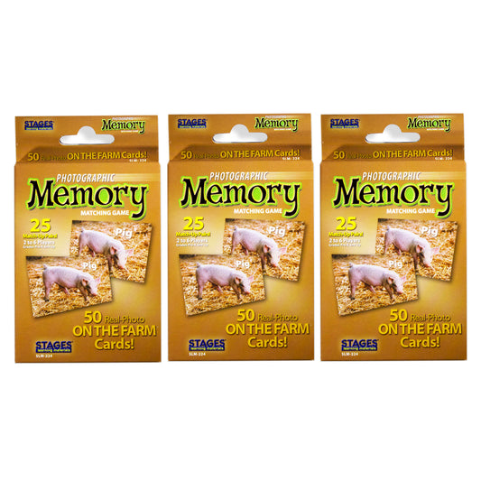 Photographic Memory Matching Game, On the Farm, Pack of 3