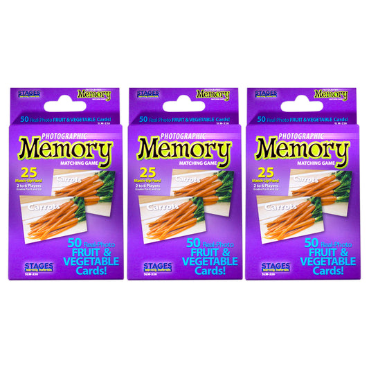 Photographic Memory Matching Game, Fruit & Vegetables, Pack of 3