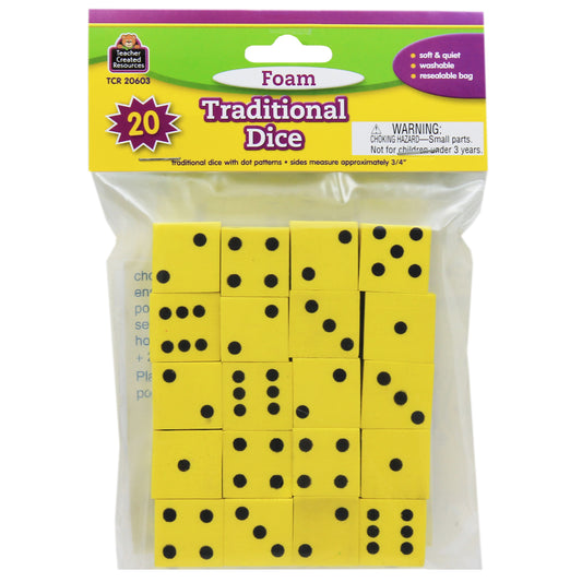 (3 Pk) Foam Traditional Dice 20 Per Pk