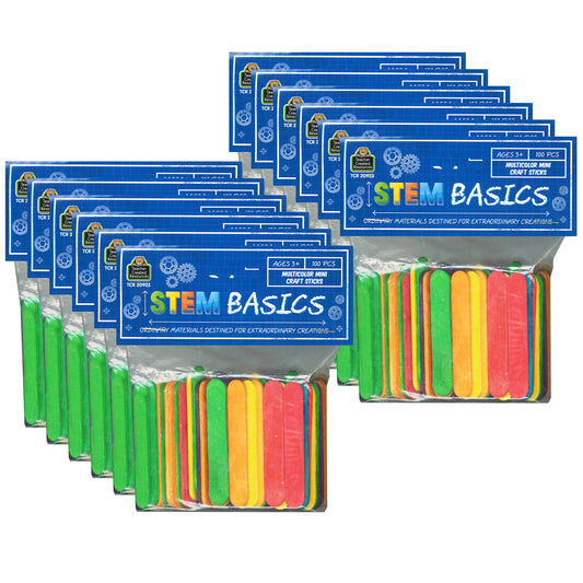 (12 Pk) Multcolor Mini Craft Sticks 100ct Stem Basics